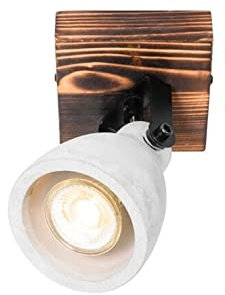Qazqa - Industrie I Vintage I Industrie I Vintage Ir Deckenstrahler Holz mit Beton - Creto I Wohnzimmer I Schlafzimmer - Rund - LED geeignet GU10
