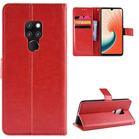 QiongniAN Hülle für Huawei Mate 20 Hülle Leder,Hülle für Huawei Mate 20 HMA-AL00 HMA-TL00 HMA-LX9 HMA-L09 HMA-L29 Hülle Schutzhülle Case Cover Red