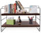 Lacusmall Book Shelf, Bookshelf Storage Unit 2 Tier Desk Shelf Multipurpose Freestanding Home and Office Supplies Storage Display Shelf (Black shelf -Brown board)