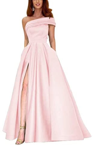 yhfshop Bal Mariage Cérémonie Robe de Soirée,Robes de soirée pour Femmes avec Fente,Pink A,US4,Grande Taille Robe de Soirée Femme