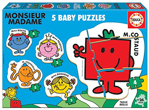 Educa - Monsieur Madame, 5in1 Baby Puzzleset mit 3/3/4/4/5 Teilen, für Kinder ab 2 Jahren, Kinderpuzzle (19400)
