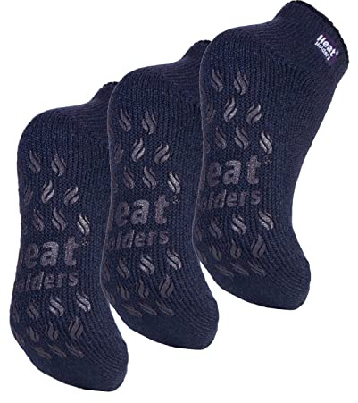 HEAT HOLDERS 3 Pair Multipack Ladies Ankle Slipper Socks Womens Fleece Low Cut Fluffy Socks with Grippers