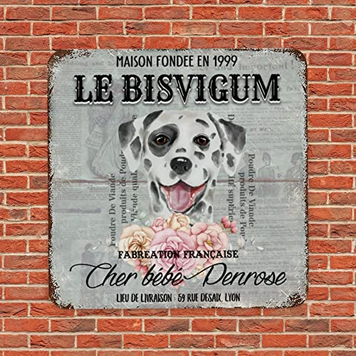 Divertido letrero de metal para perro, placa personalizada con nombre de perro de mascota nostálgico francés, letrero de bienvenida para pub, pub, placa retro de metal, impresiones artísticas para