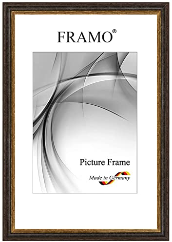 FRAMO Barock Bilderrahmen Landhaus 90 x 120 cm aus Massivholz | Alt-Schwarz Gold | Farbe/Größe wählbar | Retro Vintage Antik Rahmen N°083