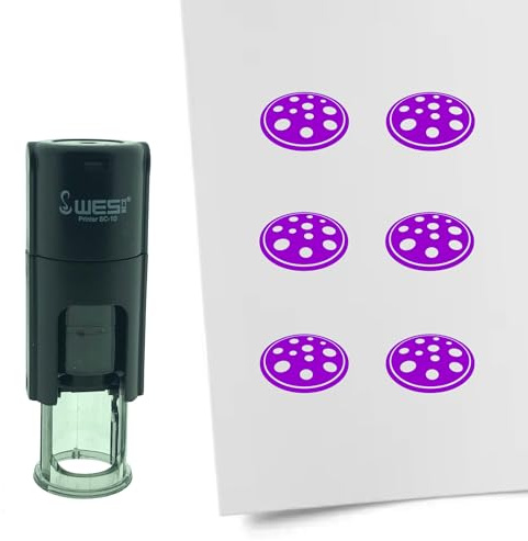 CombiCraft Selbstfärbender Stempel mit Pizza-Motiv in der Farbe Lila 10mm rund