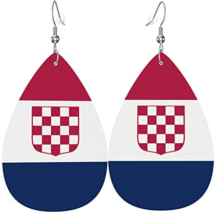 Lederohrringe Kroatien Flagge Teardrop Ohrringe Ornamente Schmuck Ohrringe Klassischen Damen Ohrring, Für Frauen, Geburtstagsfeier, Mädchen