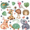 WandSticker4U®- Wandtattoo Kinderzimmer BABY TIERE (78x57 cm) I Wandsticker Baby Elefant Giraffe Igel Strauß Sterne Safari I Wand Deko Mädchen & Junge Möbel Aufkleber
