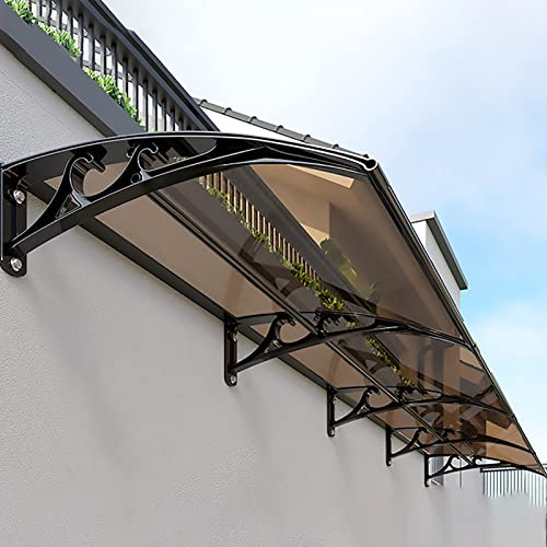 Pensilina Copriporta in Policarbonato Curvo Tettoia Trasparente Per Esterno In Alluminio Pensilina Tettoia per Porta o Finestra per Esterno (100x300cm/39x118in)
