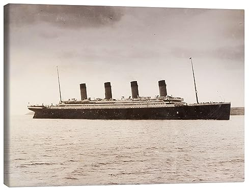 Posterlounge RMS Titanic Leinwandbild | 90 x 70 cm von Ken Welsh Sepia Wandbilder Wanddeko