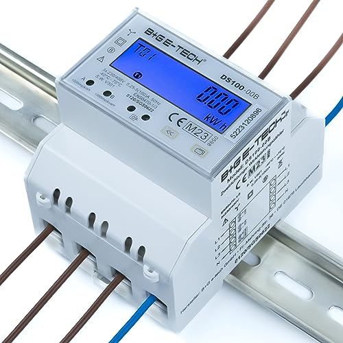 Stromzähler [DS100] 3 Phasen Zweirichtungs- Drehstromzähler für Hutschiene mit RS485 Modbus-RTU, DLT654, S0 Impuls oder DI Signaleingang | DS100-30B (MID 2023-4 Tarif, S0, RS485 und Signaleingang)