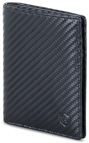 VON HEESEN® Leder Geldbörse Herren & RFID Schutz I Echtleder Geldbeutel für Männer & Damen I Portemonnaie Brieftasche Wallet Portmonee (Carbon-Schwarz)