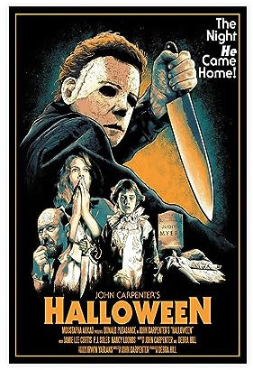 ZOLULA Filmposter Halloween 1978, Leinwand-Poster, Wandkunst, Dekor, Bild, Gemälde für Wohnzimmer, Schlafzimmer, Dekoration, ungerahmt, 30 x 45 cm