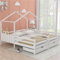 hrijusdif Kinderdoppelbett Heimbett mit 2 Schubladen auf Rollen, Lattenrost aus Kiefernholz, mit Gästebett und Rausfallschutz