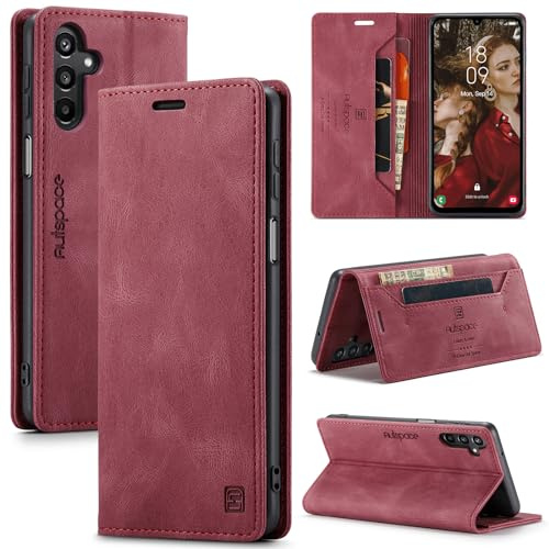 TOHULLE for Samsung Galaxy A15 5g Case, Vintage Wallet Case Card Holder Kickstand Built-in Magnetic Flip Folio Leather Case for Samsung Galaxy A15 5g - Red
