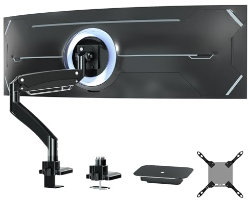 Monitor Halterung Ultrawide 22-57 Zoll - PUTORSEN Höhenverstellbarer bildschirmhalterung Monitor Tischhalterung bis 27kg, VESA Max bis 200x200 mm, Schwarz