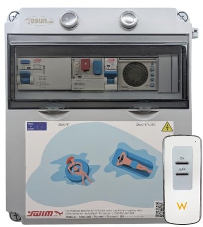 SWIMHOME Tableau électrique pour piscine avec pompe triphasée, transformateur 12 V CA 300 W et télécommande pour éclairage (pompe plus de 2 CV (9-14 A)