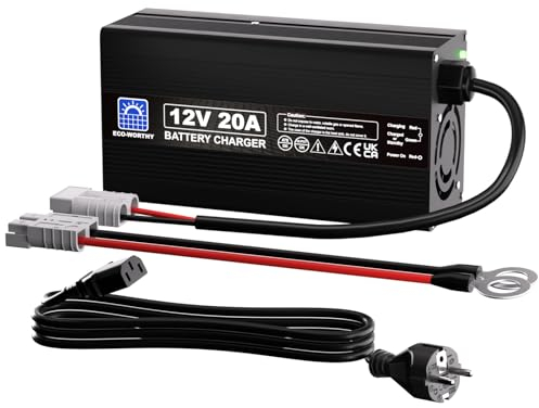 ECO-WORTHY 14,6V 20A LiFePO4 Ladegerät mit Anderson Stecker, 3-stufiges Lithium Akku Batterieladegerät mit schnelles Laden für LiFePO4 Deep Cycle Batterie, KFZ, LKW