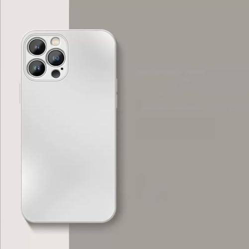 ADKOT Vollständiger Linsenschutz AG Milchglas-Telefonhülle für iPhone 15 14 Pro Max 11 12 13 Pro XS XR 7 8Plus Flüssigkeitsgehärtete Matte Abdeckung, Weiß, Für iPhone XS Max