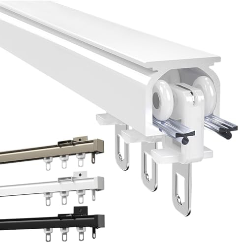 Vorhangschiene 1 Läufig, Gardinen Für Schienen Aluminium Wand/Hängen Montage, 50cm-600cm, Vorhangstange Für Schiebevorhänge, Gardinen Und Vorhänge, 2mm Verdickt Hochbelastbare Schienen
