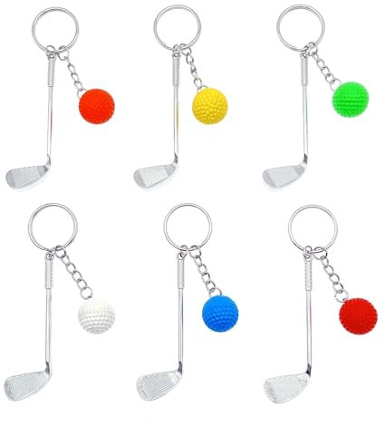 JZK 6x Mini Golf Schlüsselanhänger aus Metall Golfschläger Schlüsselring Golfball lustiges Geschenk für Golffans, Golf-Partygeschenke Dekorationen, Geschenkidee für Golfer, Golf-Match-Preis