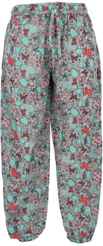 Unisex Yogahose, Baumwoll Goa Hose mit Pilz Print, Wohlfühlhose, grau | Leichte Baumwollhose, elastischer Bund, zwei Taschen, ideal für Yoga, bequemer Schnitt, perfekt für Freizeitaktivitäten.