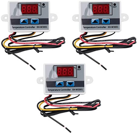 Acbmveen 3Pcs XH-W3001 Digital LED Temperature Controller Module Digital Thermostat Switch Electronic Thermostat (12V 10A 120W)