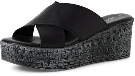 s.Oliver Damen Pantoletten aus Leder mit Keilabsatz, Schwarz (Black Nappa), 40 EU