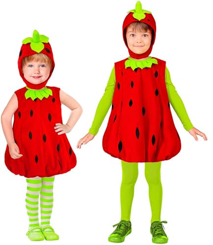 W WIDMANN MILANO Party Fashion - Kinderkostüm Erdbeere, Overall und Kopfbedeckung, Faschingskostüme