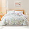 Nayoroom Bettwäsche Baumwolle 200x220 Rosa Blumen Weiß Bettbezug Set 3 Teilig Grün Blätter Aesthetic Cute Mädchen Pflanzen Romantisch Wendebettwäsche mit Reißverschluss und 2 Kissenbezüge 80x80 cm