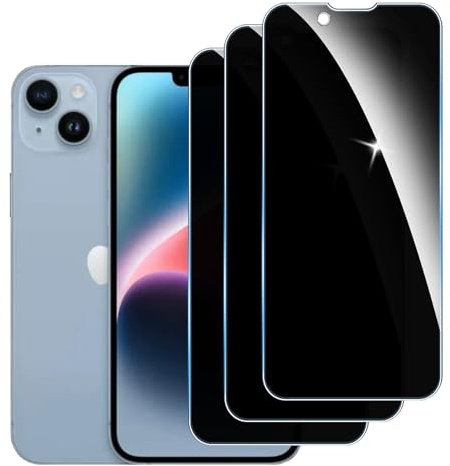 LYPHPE [3 Pièces] Anti-Espion Verre Trempé pour iPhone 13 Pro Max/iPhone 14 Plus, Protecteur D'écran de Confidentialité, 9H Dureté Film Protecteur Vitre, Anti-empreintes, Sans Bulles,Anti-rayures,