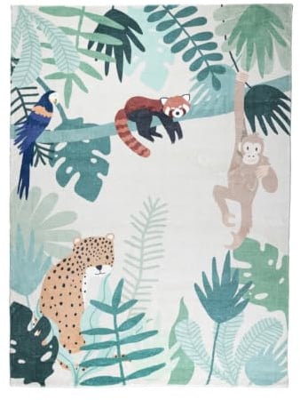 Little Olly Kinderteppich - Jungle Leopard Bunt - 80x150 cm | Tier - Krabbeldecke - Spielmatte - Kinderzimmer, Babyzimmer - Jungen - Mädchen