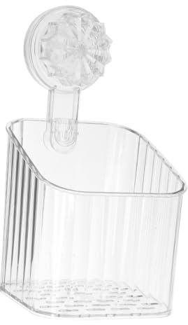 Ginddy White Wall Mounted Plastic Storage Box, Suction Cup Organizer for Kitchen Bathroom Accessories