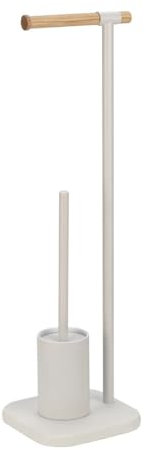 J&V TEXTILES Stainless Steel Toilet Paper Holder and Brush Set, White