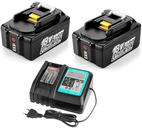 2Stück Akku Kompatibel mit Makita 18V Akku mit Ladegerät DC18RC für BL1860B BL1850B BL1850 BL1840 BL1830, für MAK Akku Kettensäge DUC353 DUC355Z DDF485Z