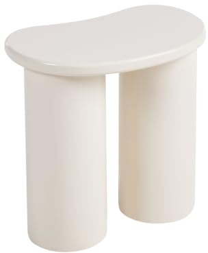 Beliani Beistelltisch Nierenform Doppelsockel Traditionelles skandinavisches Design MDF Weiß Inglis
