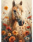 RICUVED Bricolage Cheval Diamond Painting,5D DIY Diamant Painting Kit Complet,Fleur Peinture Diamant Artisanat Strass Painting pour Adultes, Enfants, Décoration Intérieur 30x40cm