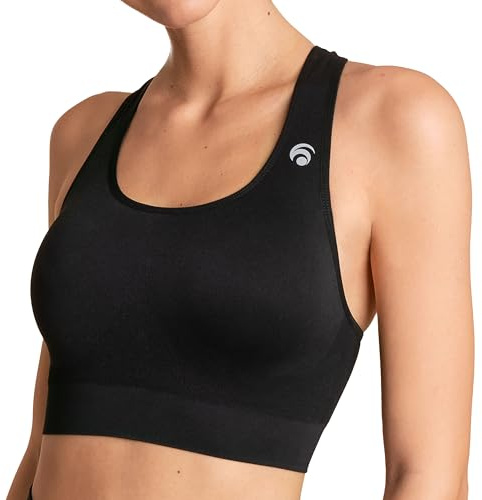 OCEANSAPART Beverly Bra Sport BH Damen ohne Bügel - Yoga, Gym Sportoberteil Bustier Damen Fitness - Nahtloses Design, Racerback-Stil, Schnelltrocknend und Atmungsaktiv - Schwarz - Gr. XL