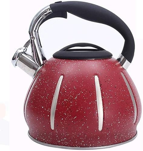 OZBMA Bouilloire sifflante en Acier Inoxydable pour cuisinière, 3 L, Rouge