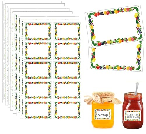 Xinfin 120 Pcs Jam Labels for Jars, Easy Peel Off Jam Jar Labels Self-Adhesive Waterproof Food Label Stickers for Crafts Canning Label, Jams & Preserves (45 x 67mm)