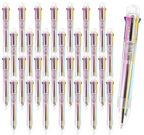 Chostky 28Pcs Multicolor Stifte, 8-in-1 einziehbare Kugelschreiber Barrel Ball Point Pen 8 Farben 0,5mm Tinte Stifte für Büro Zubehör Geschenk