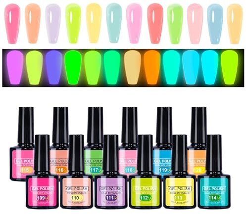Nagellack, leuchtet im Dunkeln, Nagellack für Maniküre – 12 Stück, Maniküre, tragbar, für Salon, Reisen, Festival, Hochzeit, Fotografie