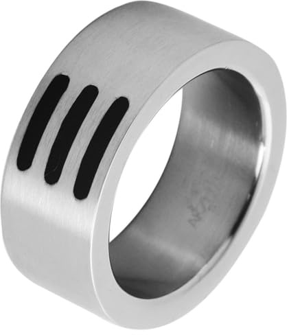 Akzent Herren Ring - Herrenring Größe 70 aus Edelstahl in Silber, 100% Wasserfest & Hautverträglich