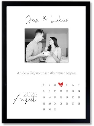 Mountiki® Bild mit Datum und Foto personalisiert | Poster Geschenk Datum und Text | Individuelles Paargeschenk zum Jahrestag oder Hochzeitstag | Geschenk für besonderen Tag