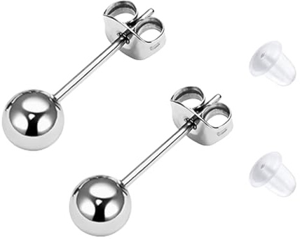 LAURITAMI Titan Kugel Ohrstecker Medizinische Ohrstecker Gold Silber 3mm 4mm 5mm 6mm Hypoallergen Runde Kugelohrringe für empfindliche Ohren für Damen Herren