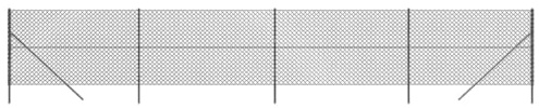 Foknhdi Anthrazit Maschendrahtzaun 1,4x10 m verzinkt PVC 60 mm, flexibler Gartenzaun-Set für Grundstück, Hochbeet, Hühner-/Kaninchengehege