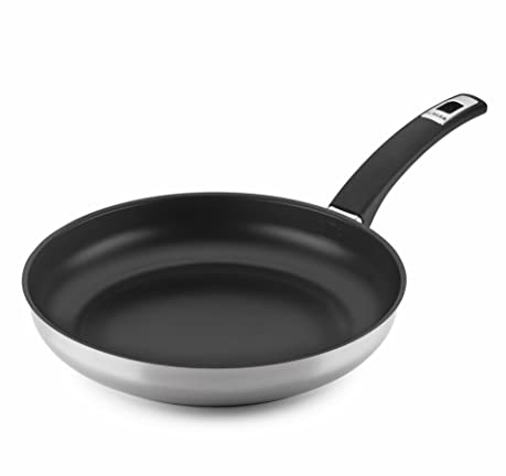Sartén ALZA CLASSIC fabricada en ESPAÑA de ACERO INOXIDABLE, Antiadherente tripe capa QUANTANIUM by Whitford, Base termodifusora sandwich tricapa (24 cm)
