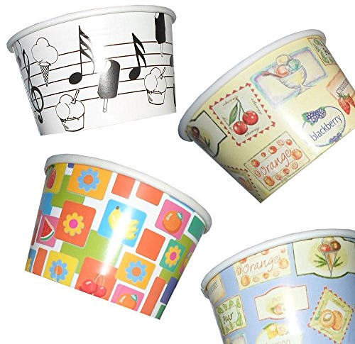 PZ 250 BICCHIERE COPPETTA CC 120 PER GELATO IN CARTA BIANCHI E NERI O FANTASIA COLORATA CUPS PAPER