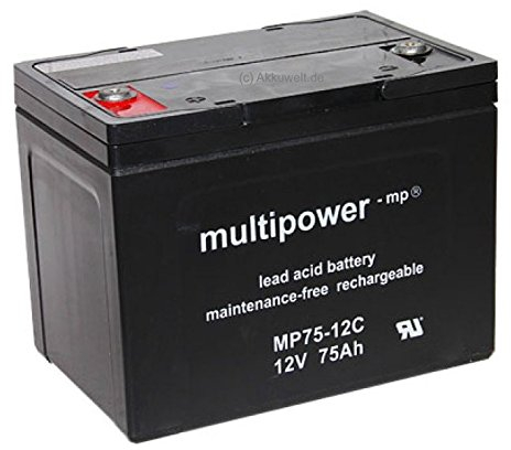 Blei Gel Akku MP75-12C 12V 75Ah AGM-Vlies Technik Pegasus Rollstühle E-Rollstuhl Elektromobil Heartway Aviator 15 km/h 24V 2x 12V E Scooter USV APC MATRIX 5000 SMART CELL RBC13 RBC14 Accu Batterie Battery Bateria Akkubattery
