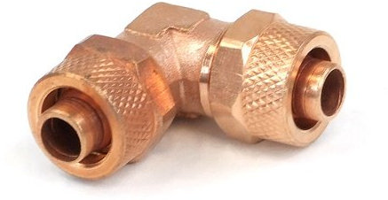 Schraub Verbinder L-Stück für 11/8mm Schlauch - verkupfert