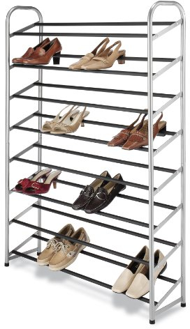 Whitmor 8 Tier Shoe Tower-40 Pair-with Non-Slip Racks Epoxy Schuhturm, 40-Paar, Metall, Silber, 22.86 x 89.53 x 126.49 cm